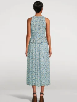 Adeline Printed Silk Midi Dress