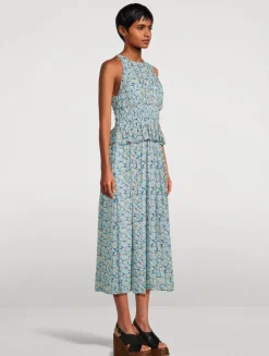 Adeline Printed Silk Midi Dress