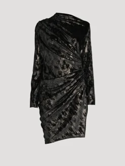 Adua Ruched Velvet Mini Dress