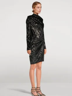 Adua Ruched Velvet Mini Dress