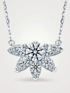 Aerial 18K White Gold Sunburst Pendant Necklace With Diamonds