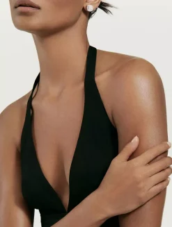 Albion® Stud Earrings In Sterling Silver With Pavé Diamonds