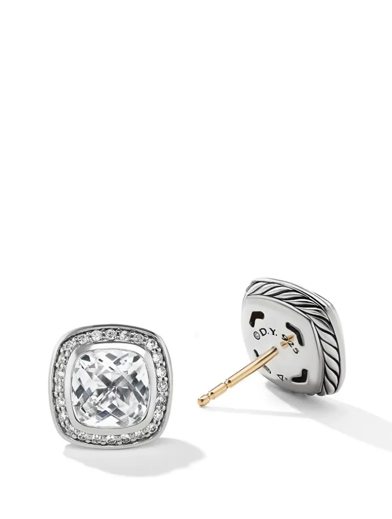 Albion® Stud Earrings In Sterling Silver With Black Onyx And Diamonds, 7mm