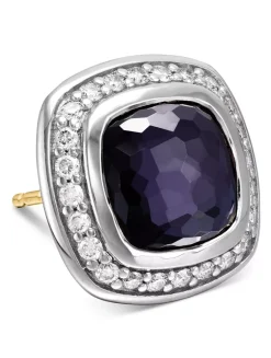 Albion® Stud Earrings In Sterling Silver With Black Onyx And Diamonds, 7mm