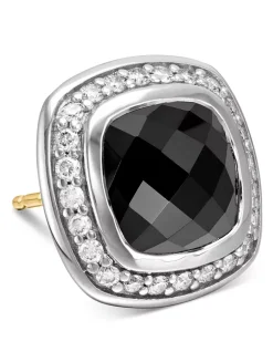 Albion® Stud Earrings In Sterling Silver With Black Onyx And Diamonds, 7mm