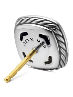 Albion® Stud Earrings In Sterling Silver With Black Onyx And Diamonds, 7mm