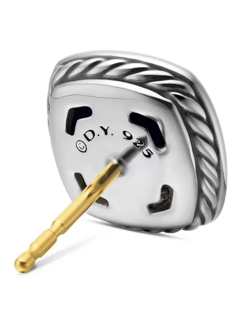 Albion® Stud Earrings In Sterling Silver With Black Onyx And Diamonds, 7mm