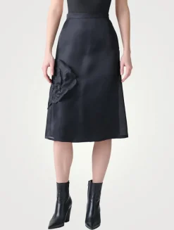 A-Line Skirt With 3D Anemone Appliqué