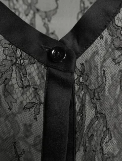 All Over Lace Tie-Neck Blouse