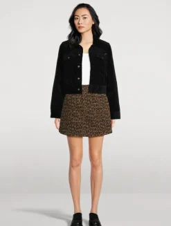 Alma Denim Mini Skirt In Leopard Print