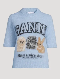 Alpaca-Blend Animals Jacquard T-Shirt