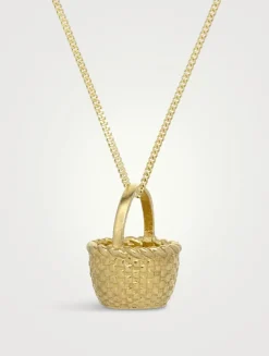 Amanita 9K Gold Picnic Basket Pendant Necklace
