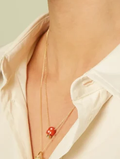 Amanita 9K Gold Picnic Basket Pendant Necklace