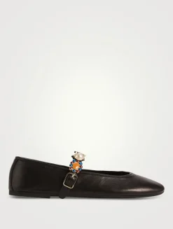 Amarissa Embellished Leather Mary Jane Ballet Flats