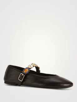 Amarissa Embellished Leather Mary Jane Ballet Flats