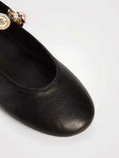 Amarissa Embellished Leather Mary Jane Ballet Flats