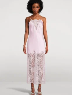 Amarissa Lace-Trimmed Satin Slip Dress