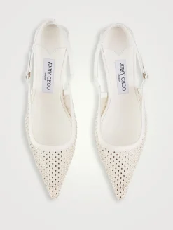 Amel Crystal Mesh And Satin Slingback Pumps
