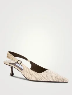 Amel Snakeskin-Embossed Leather Slingback Pumps