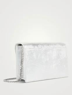 Anouk Envelope Lizard-Embossed Metallic Leather Clutch