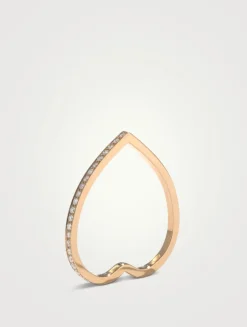 Antifer 18K Rose Gold Heart Ring With Pavé Diamonds