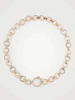 Antifer Rose Gold Link Necklace With Diamonds