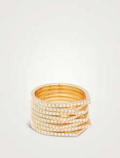 Antifer 8-Row Rose Gold Ring With Diamonds