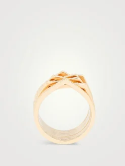 Antifer 8-Row Rose Gold Ring With Diamonds