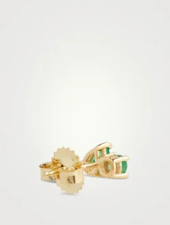 Anzie x Mel Soldera 14K Gold Jumelle Left Stud Earring With Emerald