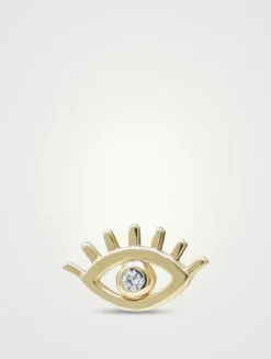 Anzie x Mel Soldera 14K Gold Evil Eye Lash Stud Earring With Diamond