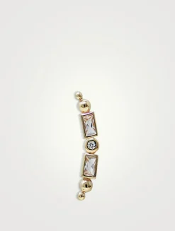 Anzie x Mel Soldera 14K Gold Deco Ear Crawler With Diamonds