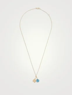 Anzie x Mel Soldera 14K Gold Clover Charm Necklace With Topaz And Diamond