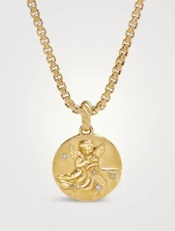 Aquarius Amulet In 18k Yellow Gold With Diamonds