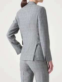 Arie Cashmere Blazer In Prince Of Wales Print