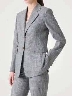 Arie Cashmere Blazer In Prince Of Wales Print