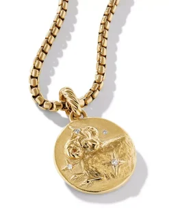 Aries Amulet In 18k Yellow Gold With Diamonds