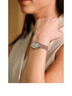 Art Deco Oval Two-Tone Stainless Steel Bracelet Watch