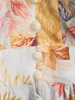 Ascension Linen Mini Dress In Floral Print