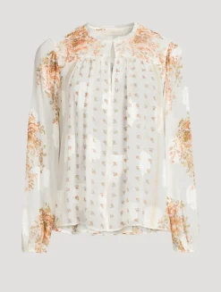 Aster Chiffon Blouse In Botanical Print