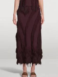 Astrid Fringe Knit Maxi Skirt