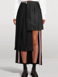 Asymmetric Cashmere Midi Skirt