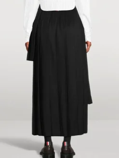 Asymmetric Cashmere Midi Skirt
