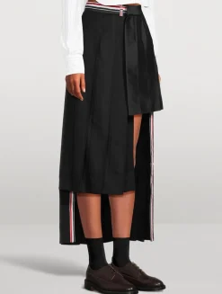 Asymmetric Cashmere Midi Skirt
