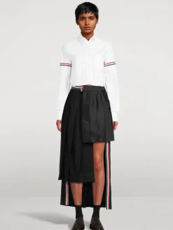 Asymmetric Cashmere Midi Skirt