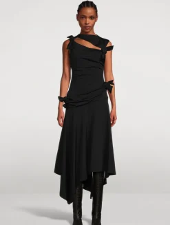 Asymmetric Cut-Out Midi Dress