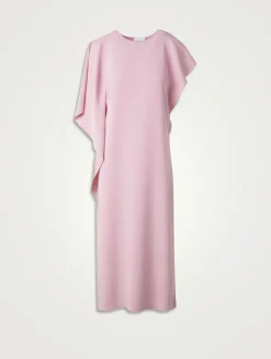 Asymmetric Draped Midi Dress