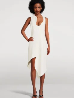 Asymmetric Knit Midi Dress