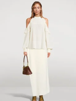 Asymmetric Paisley Jacquard Skirt