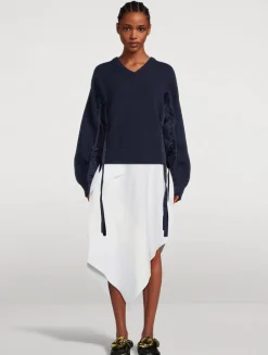 Asymmetric Patchwork Midi Skirt