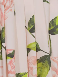 Asymmetric Poplin Midi Dress In Rose Print